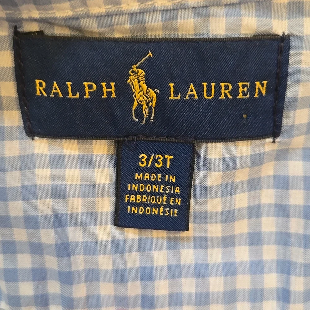 Ralph Lauren Blue/White Checkered Print Button-Down Shirt